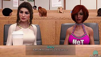 Horny college teen admires teacher's big tits and ass in POV