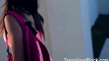 Huge black cock crushes pretty woman pussy