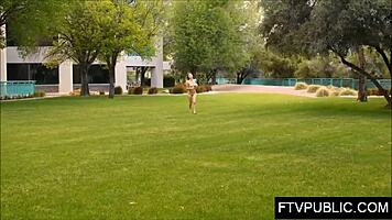 New teen 18+ explores daring public masturbation on the street