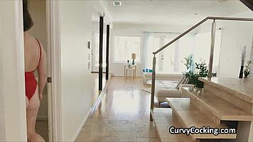 Gag on That Pool Guy's Throbbing Cock, You Curvy Babe!