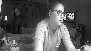 Slutty teen 18+ skips homework to masturbate to porn hidden cam.