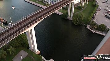 gorgeous teen 18+ stroking cock in pov with close-up action