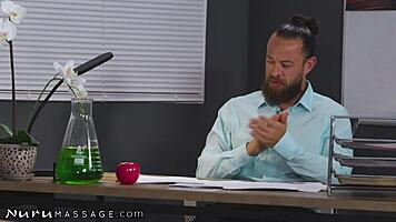 NuruMassage hot 18yo student unveils a wild oil trick to her teacher.