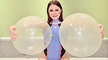 Perverted D.Va Gets Horny Blowing And Riding Balloons With Dirty Talk