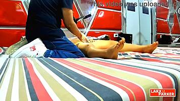 Does perla rica let the interviewer finger her vagina during this casting massage?