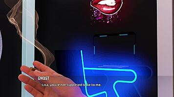 Join the movie night with this cute busty blonde in 3D