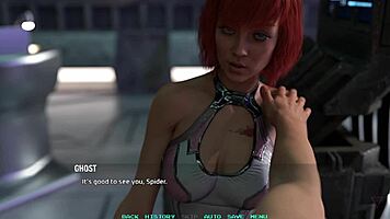 Join the movie night with this cute busty blonde in 3D