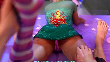 Join the movie night with this cute busty blonde in 3D