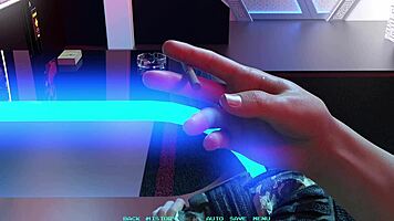 Join the movie night with this cute busty blonde in 3D