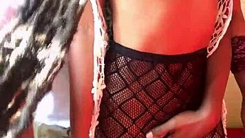 18-year-old ebony wife teased and fucked in dorm