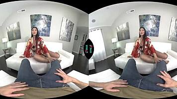 vrhush geisha girl touches her tight asian pussy with vibrator in reality show 😍