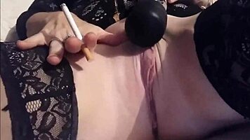 Slutty Milf Fingers Herself While Smoking A Cigarette
