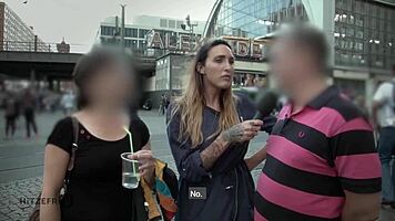 Tattooed German Couple Blonde Petite Blowjob Street Fuck