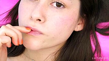 radiant brunette poses for photoshoot interview