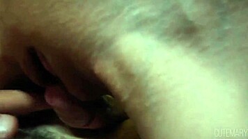 Close-up view of a virgin grinding and rubbing her dripping pussy in a creampie scene