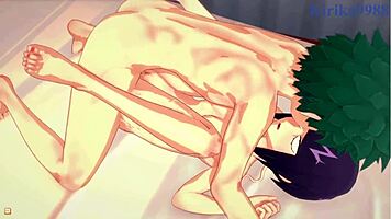 Kyoka Jiro and Mina Ashido with Izuku Midoriya in My Hero Academia