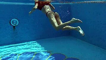 poolside, tiffany tatum fingers her tight hairy pussy