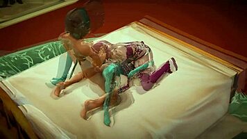 3D Hentai Anime Cartoon Red Blue Teen Girls Get Fucked Hard.