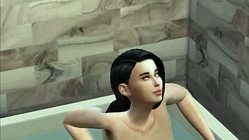 Stiefsohn glotzt schwangere Stiefschwester in der Dusche - Stiefgeschwister treiben's nass