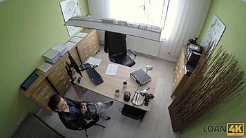 hot stunner agrees to office hookup for extra money in loan4k