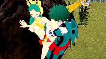 Shino and tomoko seduce izuku intensely