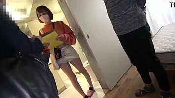 Young Asian babe masturbates in toilet, gets intense blowjob and creampie sex.