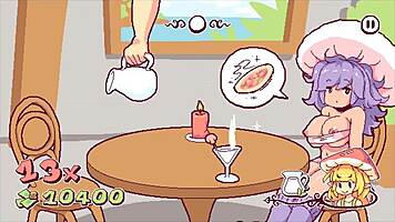 huge futanari cock stretches the chef's ass in this hentai game episode, with blowjob and big tits action.