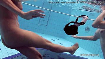 katrin and lucy, those underwater babes, bathing and shaving in the shower!