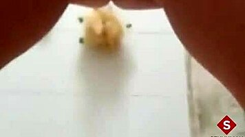 Warming up in the bathtub by inserting fingers