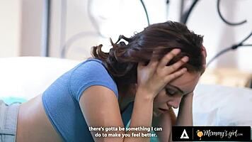 Milf rides face, gets fingered hard by stepdaughter.