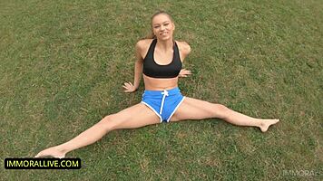 Athletic teen double-crosses her coach with big cock in POV.