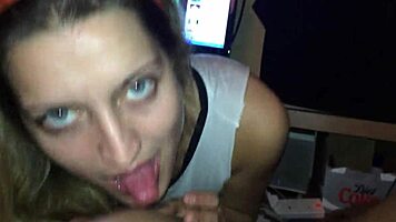 She really knows how to handle a big surprise in lingerie.