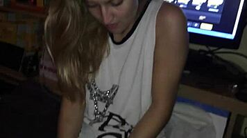 She really knows how to handle a big surprise in lingerie.