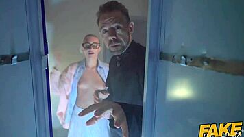 Sweet teen rides massive cock in dorm during halloween.