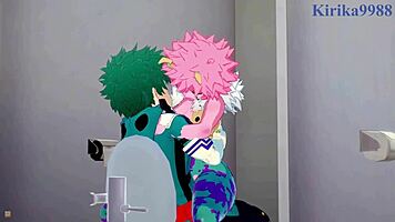 Mina And Momo Fuck Izuku Intensely In Hentai!