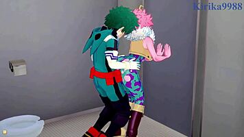 Mina And Momo Fuck Izuku Intensely In Hentai!