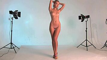 Blonde Teen With Hazel Eyes Strips Nude For Photoshoot