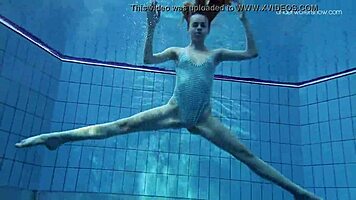 Striped Swimsuit on Small 18+ Tits Teen Anna Netrebko Feels So Sexy Underwater