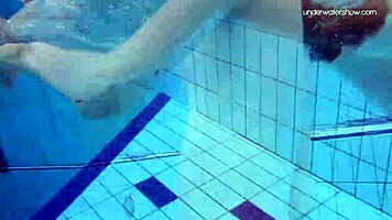 Striped Swimsuit on Small 18+ Tits Teen Anna Netrebko Feels So Sexy Underwater