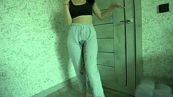 petite teen holds pee until desperation in homemade video
