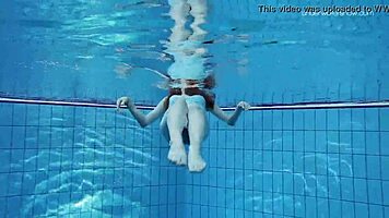 Striped Swimsuit on Small 18+ Tits Teen Anna Netrebko Feels So Sexy Underwater