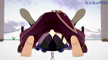 Amber and Fischl Fuck Aether in Genshin Hentai