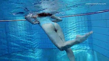 Striped Swimsuit on Small 18+ Tits Teen Anna Netrebko Feels So Sexy Underwater
