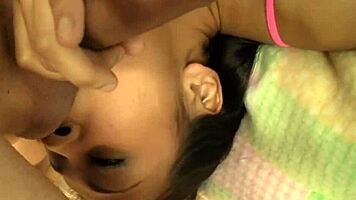 Conquering a cock with deepthroat oral, ball licking, and facial cum in mouth from POV fucking