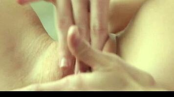 Beautiful Teen 18+ Brunette Strips in See-Through Night-Gown for Solo Play