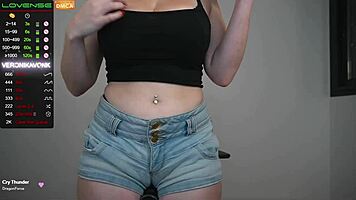 sexy webcam girl teases with curvy body and big dildo play.