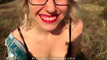 POV Outdoor Doggystyle Sex And Sloppy Blowjob Cum In Mouth - Public Agent