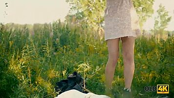 Wow, Enticing Girl With Glasses Blows Old Geezer's Mind And GETS BANGED Outdoors!