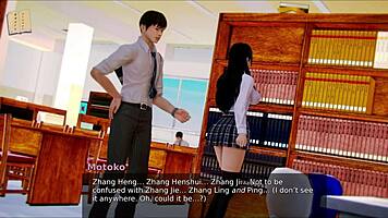 Intense Hentai Anime College Game with Brunette Big Tits and Ass