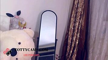 Brunette teen wife shows big tits on webcam